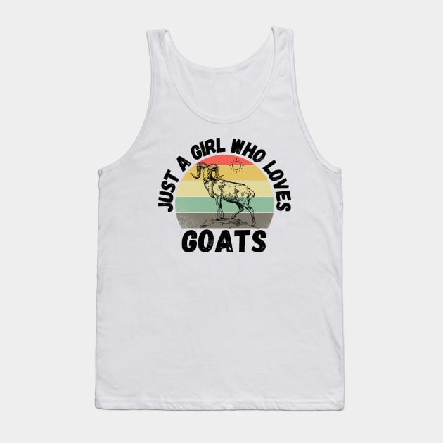 Just A Girl Who Loves Goats, Cute Colorful Goat Tank Top by JustBeSatisfied